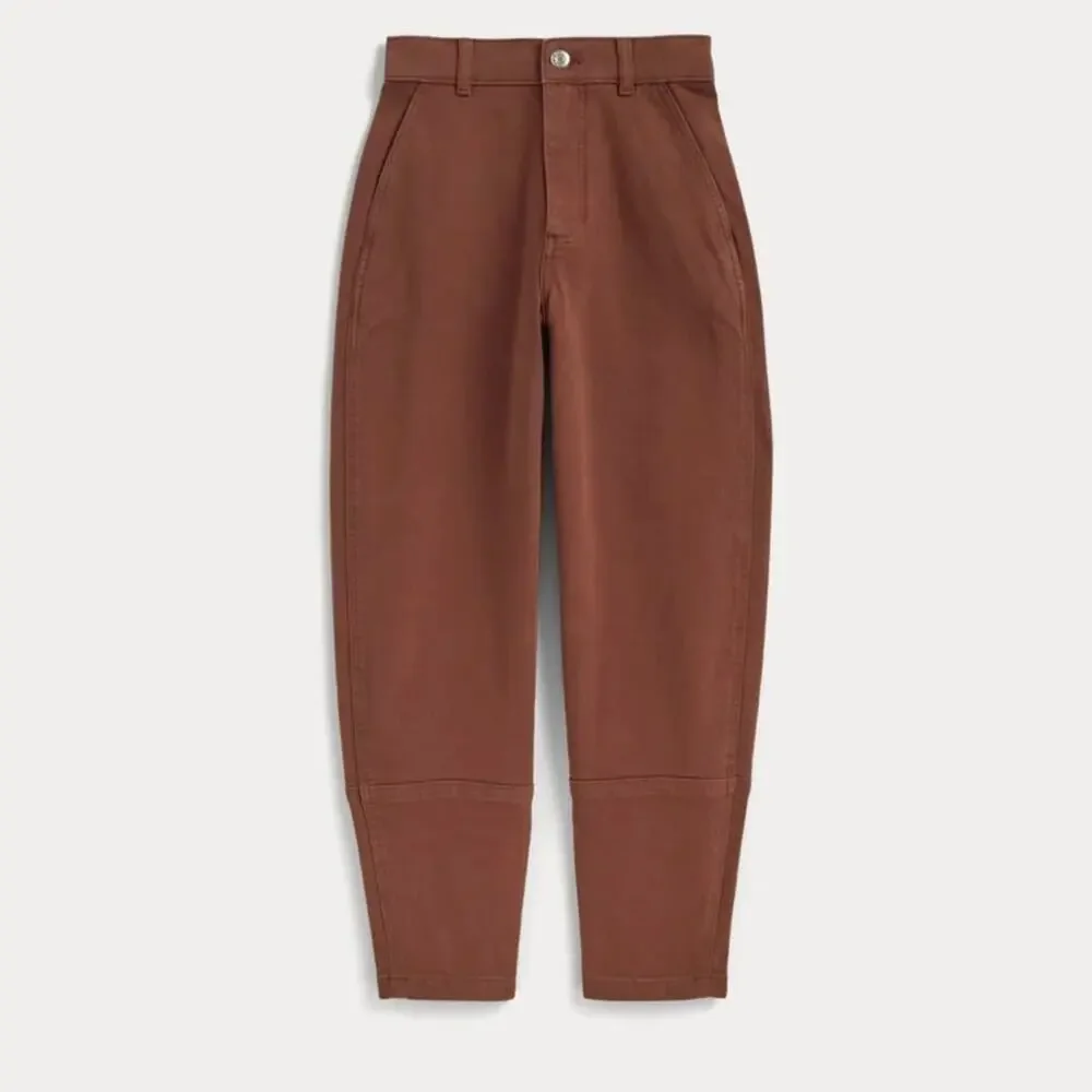 EVERLANE THE UTILITY BARREL PANT BROWN ORGANIC COTTON SIZE 00 - Picture 2 of 12